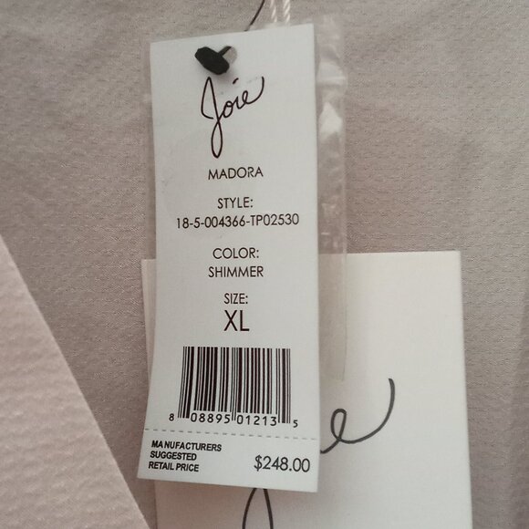 Joie Beige Button down blouse Long Sleeve sz XL, NWT,  /B9 - Picture 7 of 8